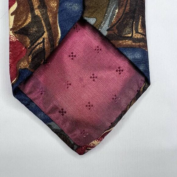 St Michael Marks & Spencer Vtg 90s Silk Multicolor Abstract Floral Neck Tie - Picture 5 of 7
